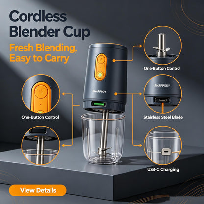 RHAPPODY Cordless Blender Cup 🍊 USB-C Rechargeable Portable Personal Blender