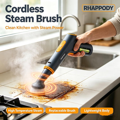 RHAPPODY Cordless Steam Brush 🔥 High Temperature Handheld Steam Cleaner with Replaceable Brush Heads