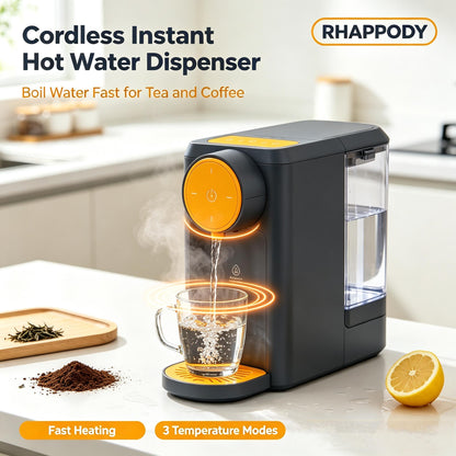 RHAPPODY Cordless Instant Hot Water Dispenser ☕ Fast Heating Countertop Hot Water Machine with 3 Temperature Modes & Detachable Water Tank for Tea