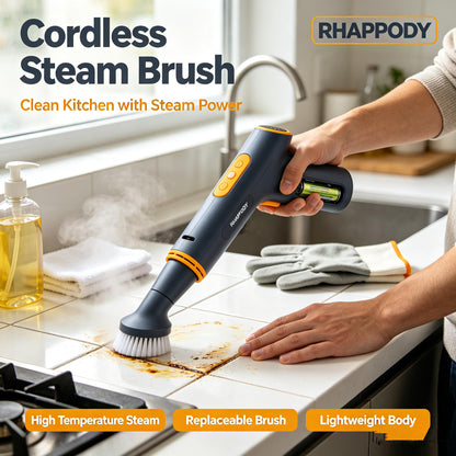 RHAPPODY Cordless Steam Brush 🔥 High Temperature Handheld Steam Cleaner with Replaceable Brush Heads