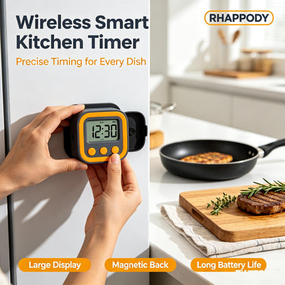 RHAPPODY Wireless Smart Kitchen Timer ⏲️ Digital Cooking Timer with Large LCD Display