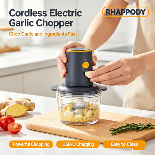 RHAPPODY Cordless Electric Garlic Chopper 🧄 USB-C Rechargeable Mini Food Processor