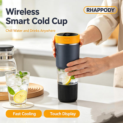 RHAPPODY Wireless Smart Cold Cup 🧊 Portable Drink Cooler Mug with Fast Cooling